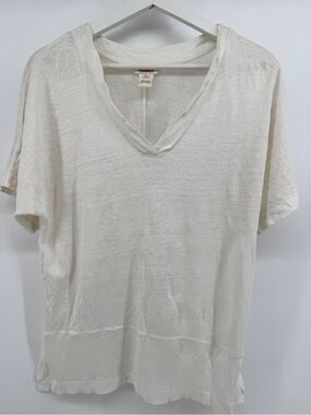 Sundance Cream‎ V-Neck Slub Cotton Short Sleeve Tee